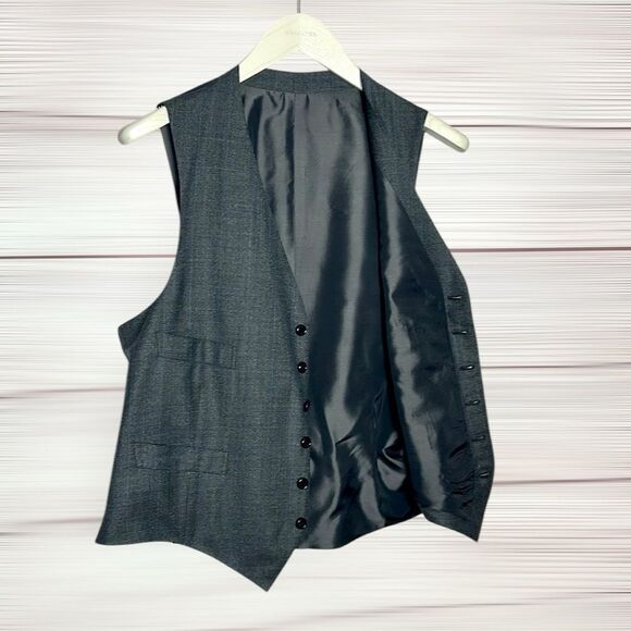 SULKA Gray Suit Jacket Blazer and Vest Super 150 Wool made in Italy size US 42R - Picture 12 of 16